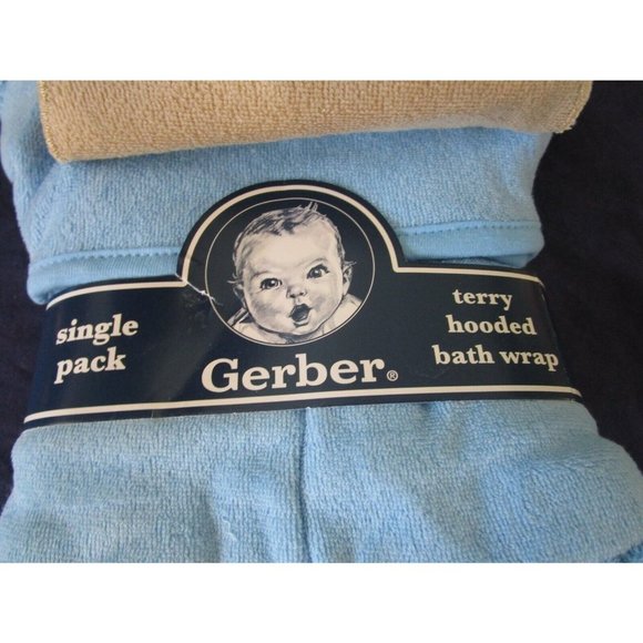 Gerber Blue Bear Terry Hooded Bath Wrap New 22" by 33" Cotton Polyester Blend - Picture 3 of 7
